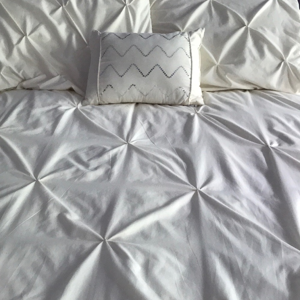 Cream Sequined Accent Pillow